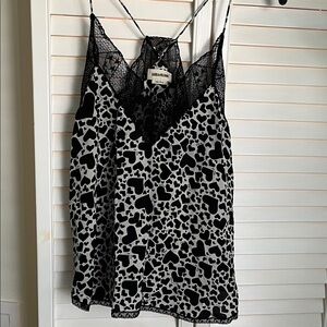 Zadig & Voltaire Black and White Heart Pattern Top